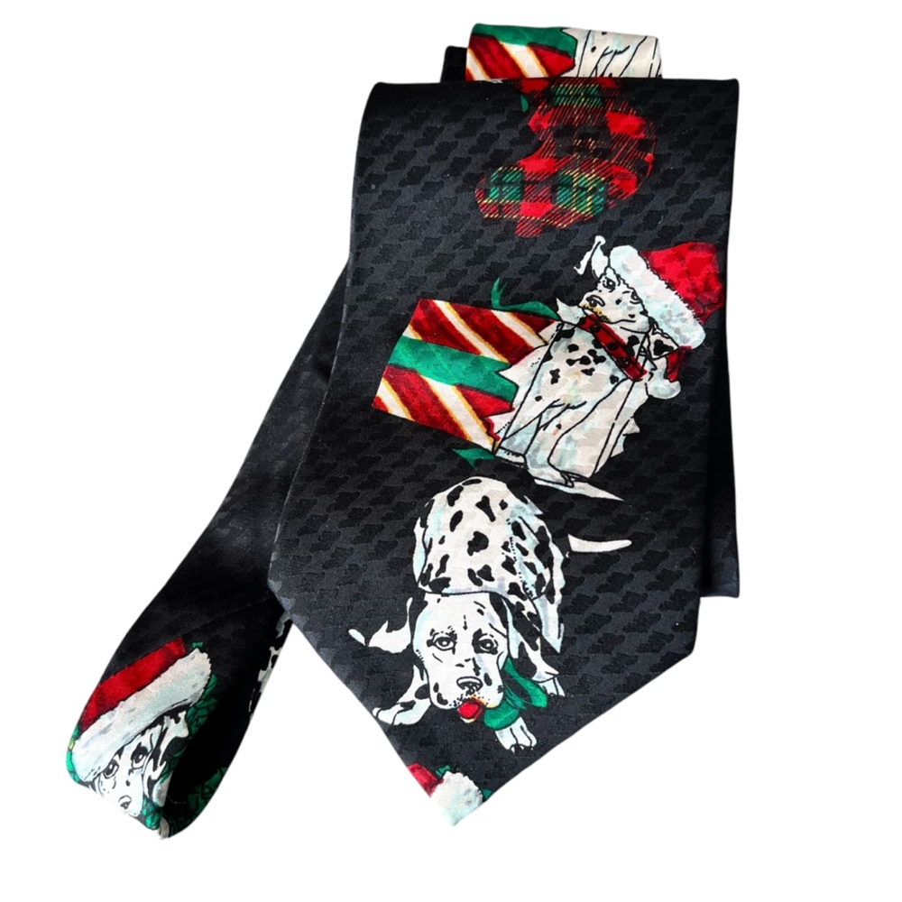 Addiction by Bolero‎ Silk Dalmatian Dogs Puppies Neck Tie Mens Christmas Holiday